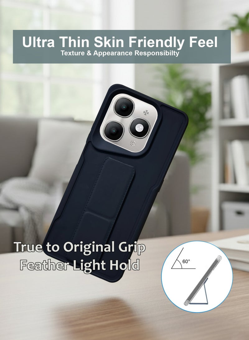 Itel A90 Hand Grip Case Cover - Magnetic Hand Grip Holder & Kickstand Case For Itel A90 - Strong Grip for Magnetic Car Holder, Stylish Silicone Case & Functional, Ultimate Convenience & Hands-Free Viewing - Black - Image 2